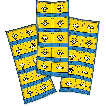 Adesivo Quadrado Decorativo Festa Festa Minions - 30 unidades - Festcolor - Rizzo Festas