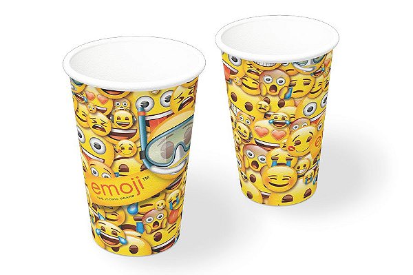 Copo de Papel 200ml Festa Emoji- 08 unidades - Festcolor -  Festas