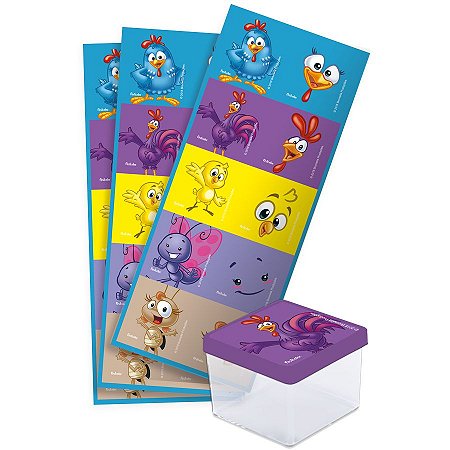 Adesivo Quadrado para Lembrancinha Festa Galinha Pintadinha - 30 unidades - Festcolor - Rizzo Festas