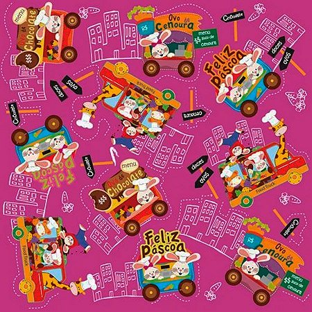 Folha para Ovos de Páscoa Metalizado Food Truck Lilás 69x89cm - 5 unidades - Cromus - Rizzo