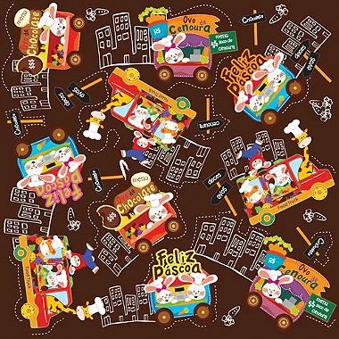 Folha para Ovos de Páscoa Metalizado Food Truck Marrom 69x89cm  - 5 unidades - Cromus - Rizzo