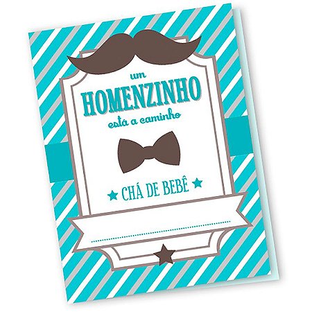 Convite de Chá de Bebê Homenzinho - 10 unidades - Regina - Rizzo