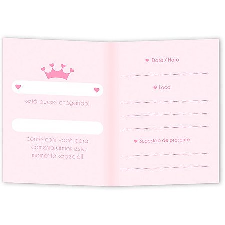 Convite de Chá de Bebê Rosa - 10 unidades - Regina - Rizzo