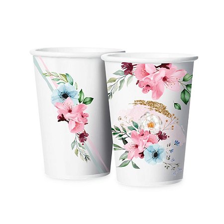 Copo Papel 180 Ml Festa Floral 12 Unidades - Regina - Rizzo Festas