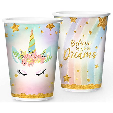 Copo Papel 180 Ml Festa Unicornio 2 08 Unidades - Regina - Rizzo Festas