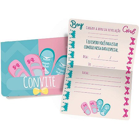 Convite Cha Revelacao 12 Unidades - Regina - Rizzo Festas