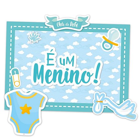 Kit Decorativo Festa Festa Cha de Bebe Menino 01 Unidade - Regina - Rizzo Festas