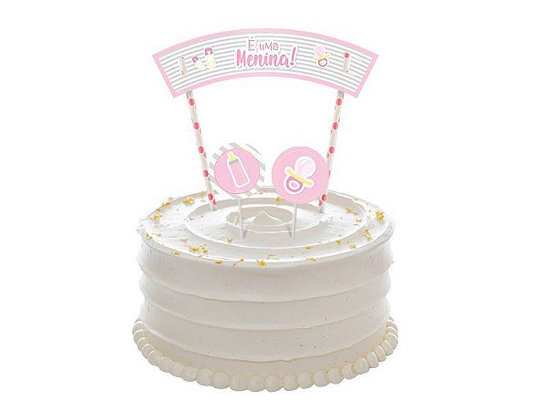 Topper Para Bolo Festa Cha de Bebe Menina 01 Unidade - Regina - Rizzo Festas