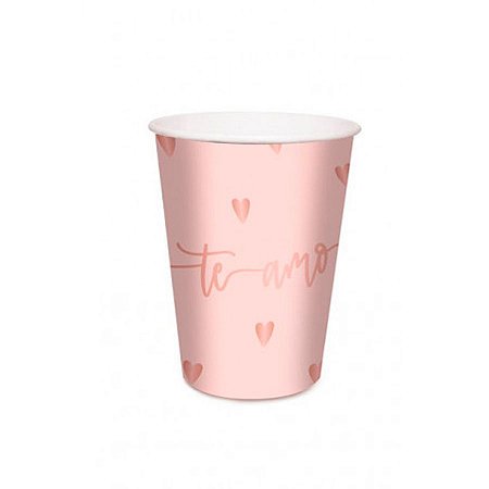 Copo de Papel Romantico Rose Gold 240ml - 8 unidades - Cromus - Rizzo