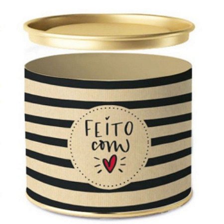 Lata para Bombons Feito Com Amor Listras - 01 unidade - Cromus - Rizzo