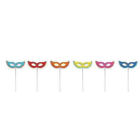 Pick Decorativo Mascara de Carnaval - 12 unidades - Cromus - Rizzo