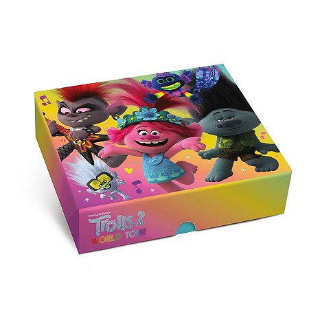 Caixa Retangular Tampa e Fundo - New Trolls - 10 unidades - Cromus - Rizzo