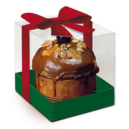 Caixa Panetone Com Acetato - Esplendor verde - Cromus Natal - 1 unidade - Rizzo