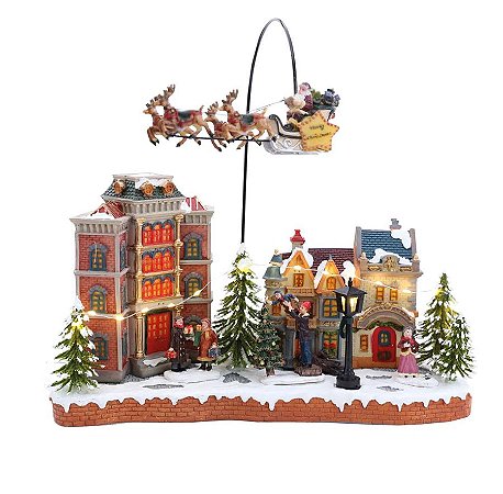 Cenário Decorativo de Natal - Cidade Natalina Noel no Trenó - 1 unidade - Cromus - Rizzo