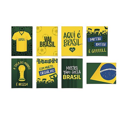 Cartaz Decorativo Copa - Brasil Copa 2022 - 8 unidades - Cromus