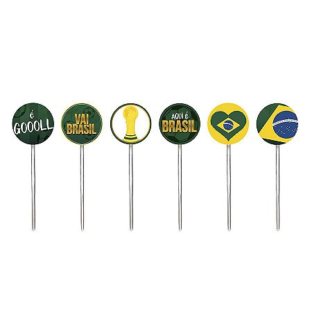 Pick Decorativo - Brasil Copa 2022 - 12 unidades - Cromus
