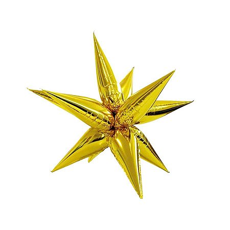 Balão de Festa Metalizado 20.2" 51,2cm - Estrela Dourada - 1 unidade - Flexmetal - Rizzo