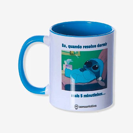 Caneca de Porcelana Stitch "Atrasado" - 350ml - 1 unidade - Disney Original - Rizzo