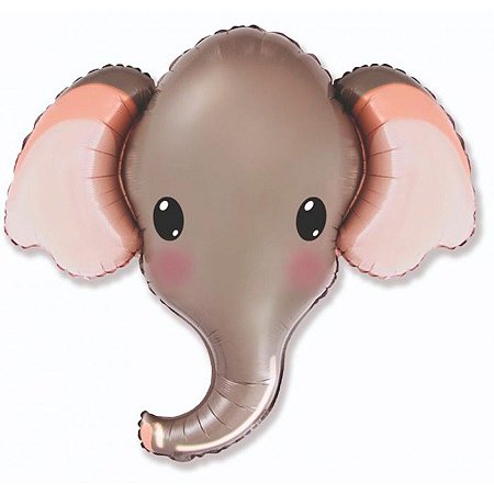 Balão de Festa Metalizado 39'' 99cm - Elefante Head HSG Cinza - 1 unidade - Flexmetal - Rizzo