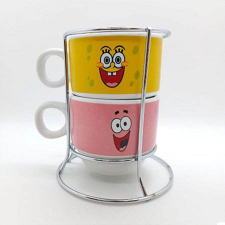 Kit Xicaras Empilhadas Bob Esponja - 2 unidades - Zona Criativa - Rizzo