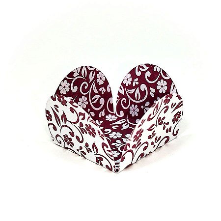 Forminhas para Doces 4 Pétalas Arabesco Marsala  - 50 unidades - FunFestas - Rizzo