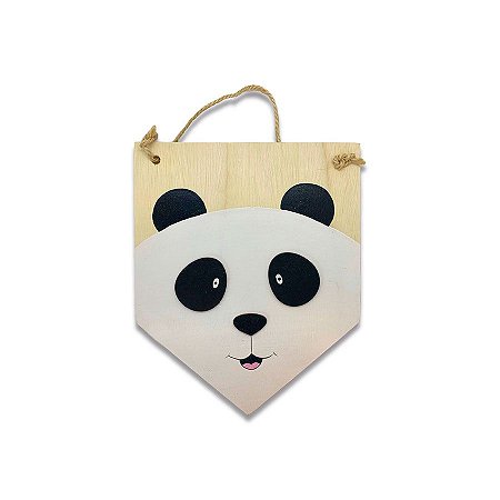 Plaquinha em MDF para pendurar - Panda - 1 unidade - Rizzo