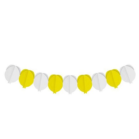 Faixa Decorativa - Balão 3D - Branco/Amarelo - 3,60 m - 1 unidade - Cromus - Rizzo