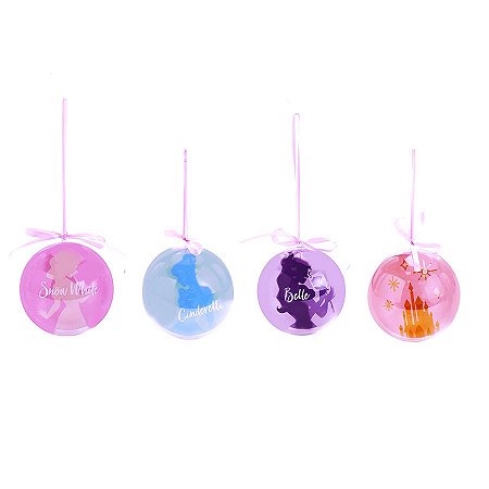Bolas de Acrílico Natal - Princesas Disney - 7 cm - Natal Disney - 4 unidades - Cromus - Rizzo