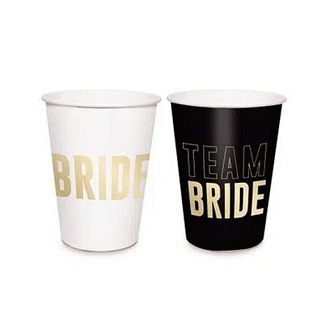 Copo Descartável - "Team Bride" - 240 ml - 8 Unidades - Cromus - Rizzo
