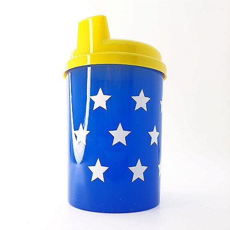 Copo Infantil Anti-Vazamento 240 mL - Estrelinhas Maravilha - Azul e Amarelo - 1 unidade - Rizzo