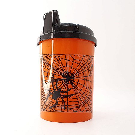 Copo Infantil Anti-Vazamento 240 mL - Aranha - Laranja e Preto - 1 unidade - Rizzo