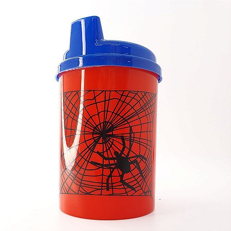Copo Infantil Anti-Vazamento 240 mL - Aranha - Vermelho e Azul - 1 unidade - Rizzo