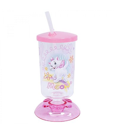 Copo de Acrílico Articulado com Canudo Gata Marie - 01 Unidade - Disney -