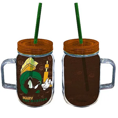 Copo Caneca Térmica com Canudo Marvin Marciano 550ml Looney Tunes - 01 Unidade -