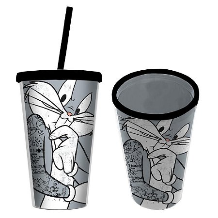 Copo Térmico com Canudo Pernalonga 300ml Looney Tunes - 01 Unidade -