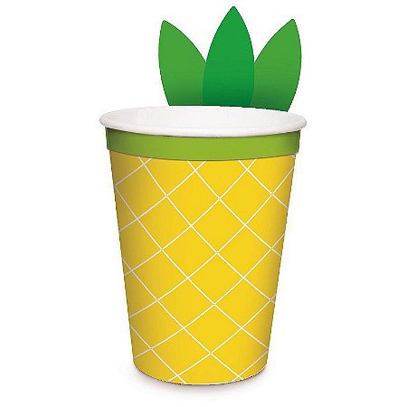 Copo de Papel Festa Quitandinha Abacaxi 240Ml - 8 unidades - Cromus -