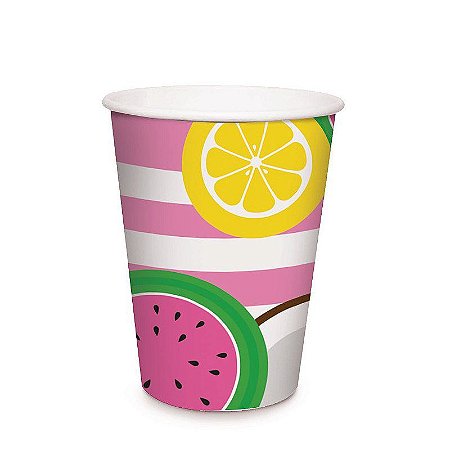Copo de Papel Festa Quitandinha Frutas 240Ml - 8 unidades - Cromus -