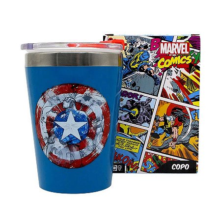 Copo c/ Tampa Capitão América Vingadores - 300ml - Marvel Original - 01 Un - Rizzo