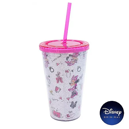 Copo C/ Canudo Minnie Mouse - 450ml - Disney Original - 01 Un -