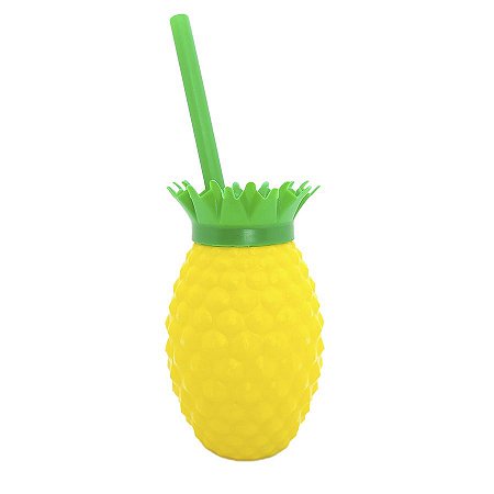 Copo com Tampa e Canudo - Abacaxi Amarelo 350ml   - 1 unidade - Rizzo