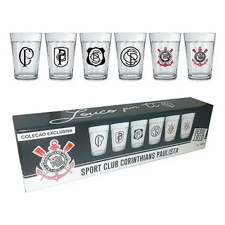 Copo Americano - 190ml - Corinthians - 6 Copos - Rizzo