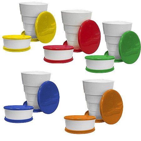 Kit Copo Sanfonado Retratil  - Sortido - 150ml - 06 unidades - Plast'Sandri - Rizzo