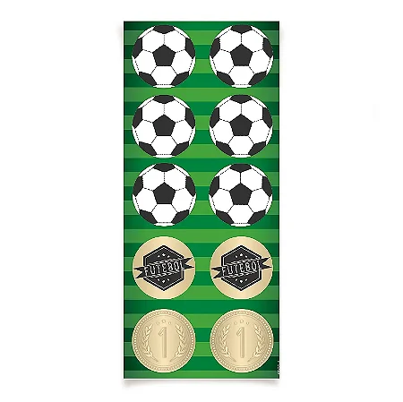 Adesivo Redondo para Lembrancinha Festa Futebol - 30 unidades - Cromus - Rizzo Festas