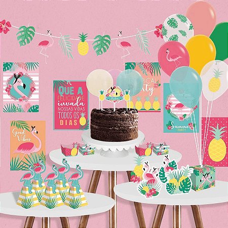 Kit Festa Tropical Flamingo Cromus - 1 Unidade - Rizzo