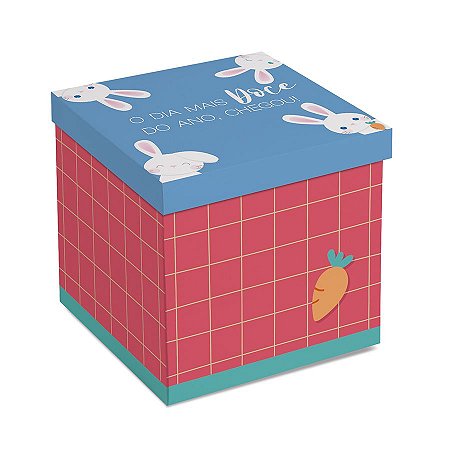 Caixa Surpresa Ovo em Pé 350g Coelhinhos 18,5x18,5x18,5cm - 01 Unidade - Cromus -