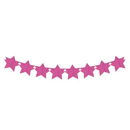 Faixa Decorativa - Estrela 3D - Pink - 3,60 m - 1 unidade - Cromus - Rizzo
