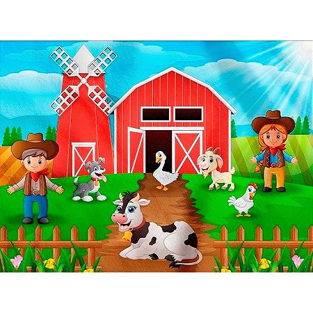 Painel Grande TNT Fazendinha Animais e Fazendeiros - 1,40x1,03 - 1 unidade - Piffer - Rizzo
