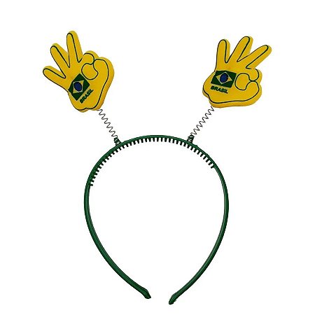 Tiara Verde -Tema Brasi - Mão OK Amarela - 1 unidade - Rizzo