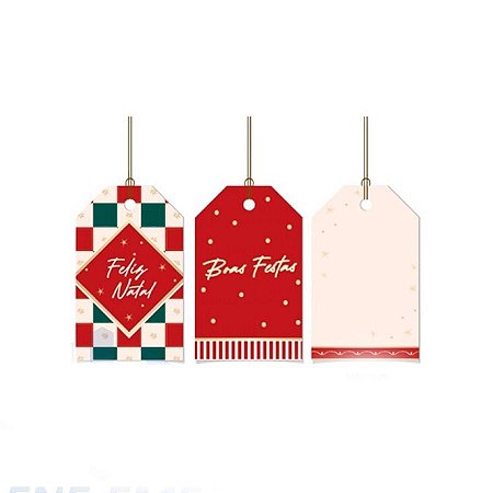 Tag Para Presente "Boas Festas" - Louvre  - 12 unidades - Cromus - Rizzo