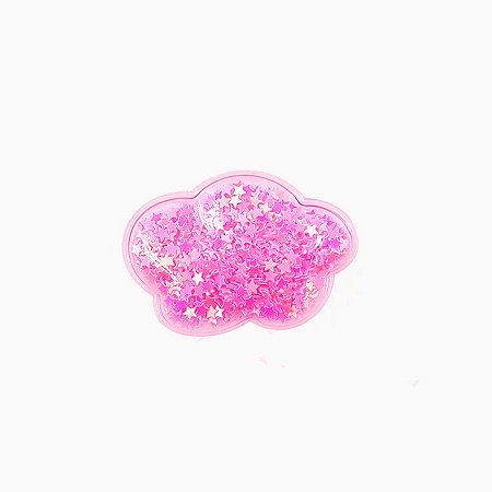 Aplique Nuvem Rosa com Glitter - 2 unidades - Rizzo